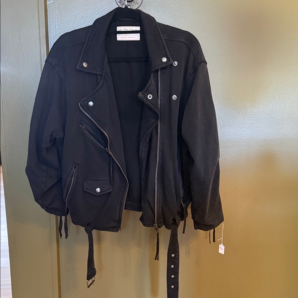 We The Free Black Leather Jacket